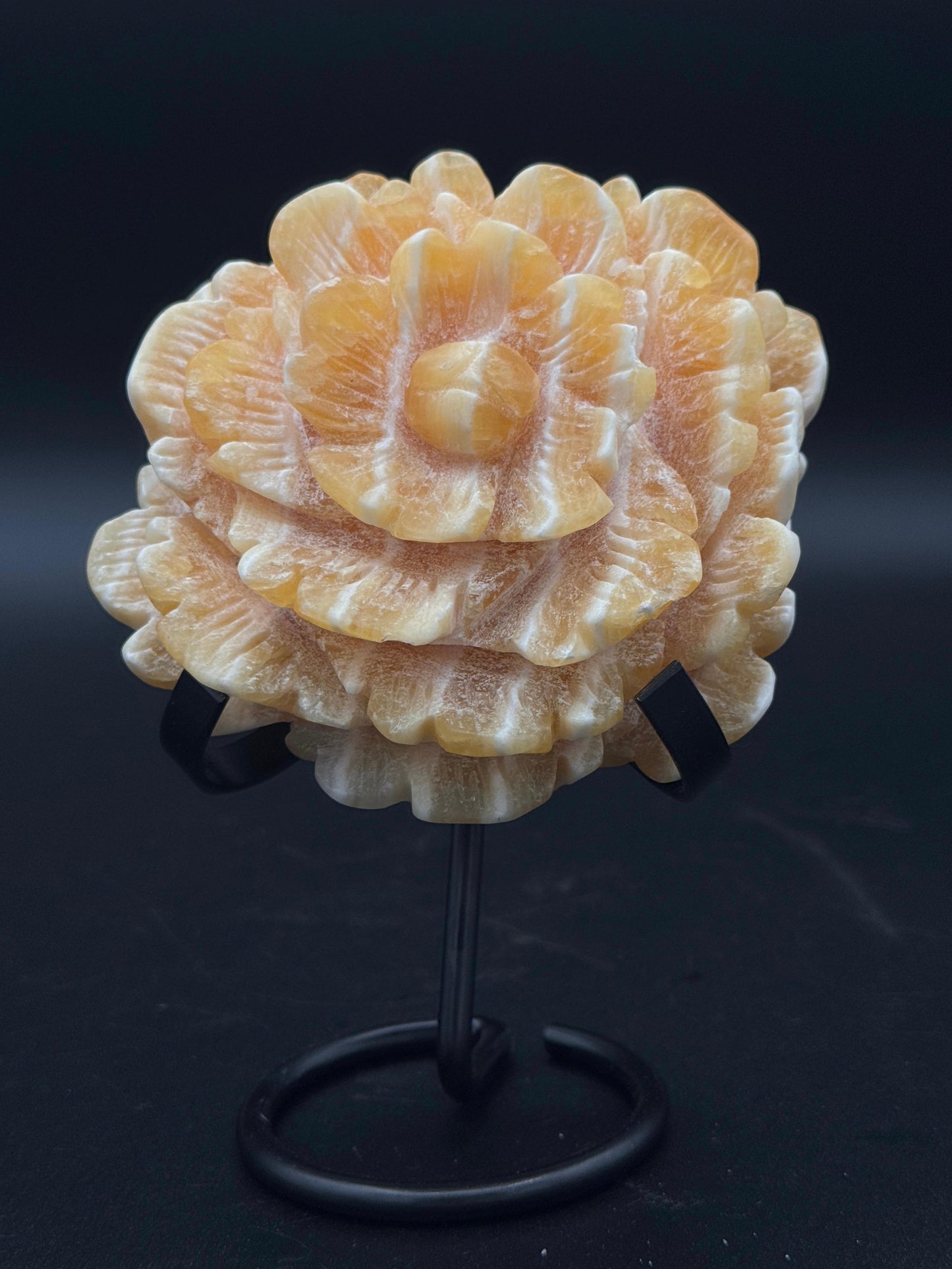 Honey Calcite Crystal Flower Carving